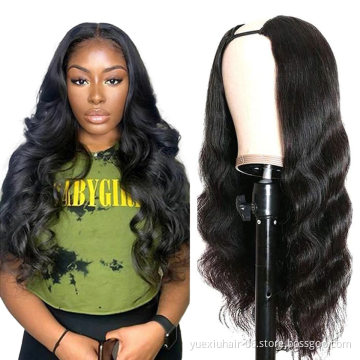 Fashion wholesale unprocessed 100% brazilian human Natural raw virgin  hair u-part Wigs for black women vendors